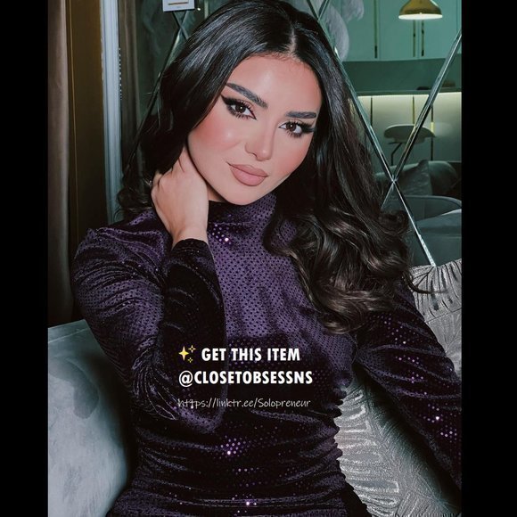 NWT ZARA Sparkly Purple Midi Long Sleeve Dress w Slit & Ruching keyhole back - Picture 17 of 17